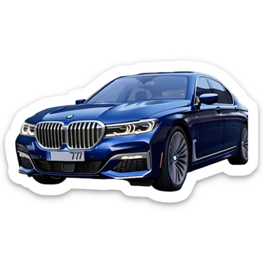 BMW 7 Series (2022) – cinematic-realistic BMW 7 Series emoji, its dark blue exterior gleaming under the city lights as it makes its way through bustling streets. The sophisticated interior whispers luxury as the vehicle drives with remarkable poise, embodying a perfect harmony between cutting-edge technology and comfort. sticker