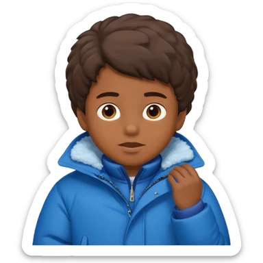 emoji- of a boy putting on his coat sticker