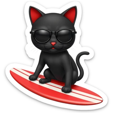 a bad kitty on the waves. make the cat look devlishish with a pair of black ray bans wayfers on. surfing. I want the ray bans black so you cant see the cats eyes sticker
