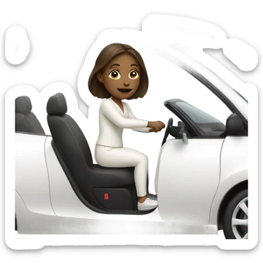 Girl driving a white car sticker