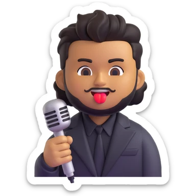 The Weeknd emoji with microphone mid-performance expressive energetic sticker