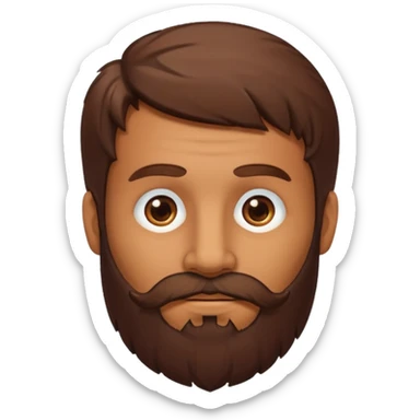 Primitive human face with thick beard and hair sticker