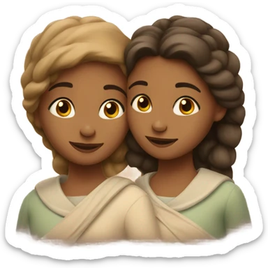 Sisters hugging together  sticker