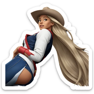 blonde girl in cowboy hat sticker