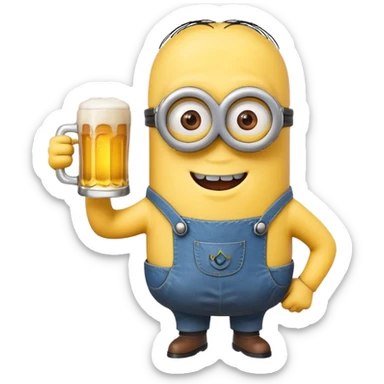 minion with a beer saying cheers sticker