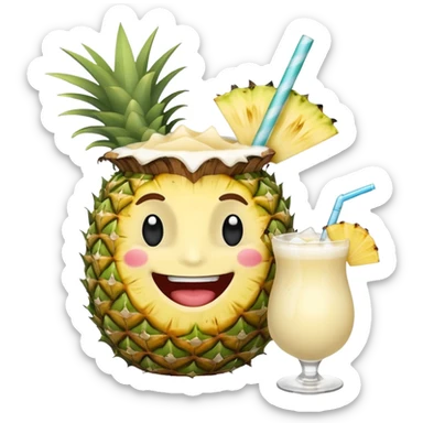Crea un chico tomando una piña colada sticker
