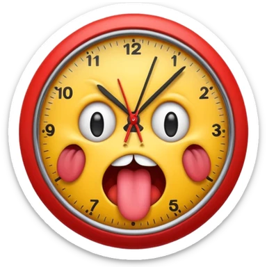 emoji with tongue albo eyes squeezing and clock it  sticker
