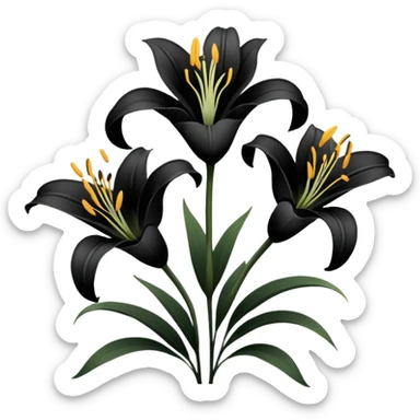 black and white lillies outline sticker