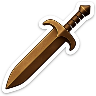 Change the color of this bronze greatsword to match the slightly darker bronze of the reference greatsword, keeping the realistic metallic and worn look. The original style is emoji style with a transparent background, but since emoji style does not support editing, please maintain the emoji style appearance in the edit. sticker