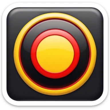 a black and red rectangle with a medium-sized yellow circle in the middle sticker