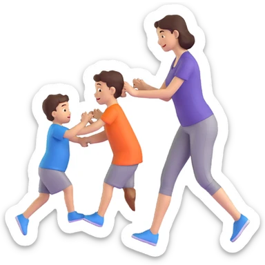 Mother and young son playing together sticker