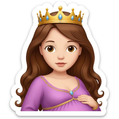 Pregnant princess with brown long hair sticker