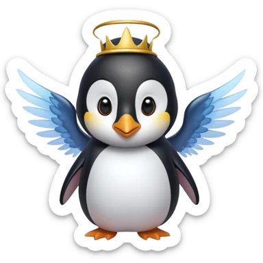 un pinguino con le ali che si muta in una fata sticker