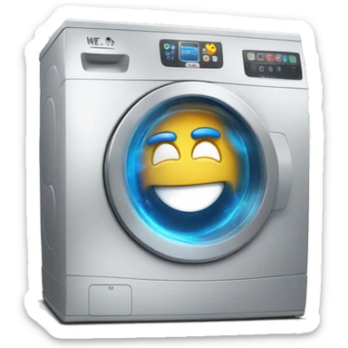 we are electromenager brand, the icon is a washing machine. We want to create a washing machine with smile, thumb up, angry, love,... sticker