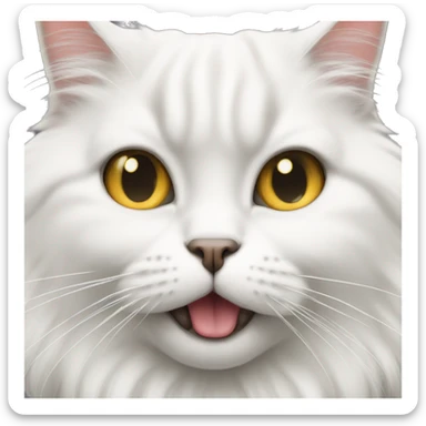 a white British longhair cat winking  sticker