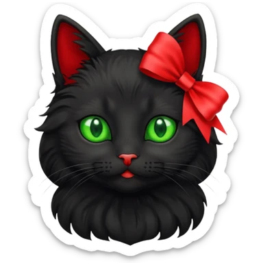 Black cat with ribbon on the head  sticker