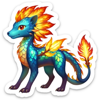 Elemental Exotic Tropical Celestial Fiery Sparky Fierce Flaming Viney Vinal Dusky Aurorus-Amaura-Auroras-Pokémon-Fakémon-creature sticker
