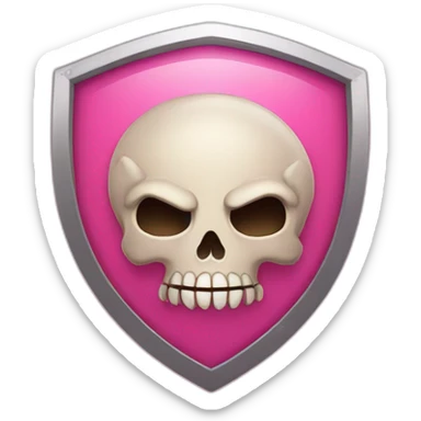 cartoon skull on a pink shield sticker