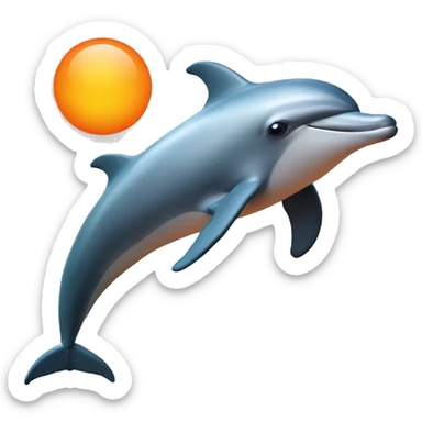 A dolphin with an orange sun behind it  sticker