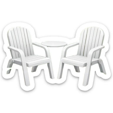 2 white Plastic chairs in jungle paradise sticker
