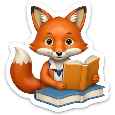 student fox with book sticker