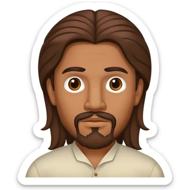 Mexican man with long brown hair and goatee sticker