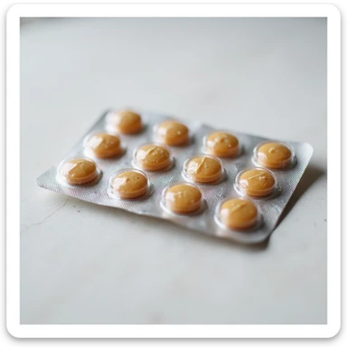 hyperrealistic blister pack of dietary supplements on isolated white background, 4K details, neutral lighting sticker