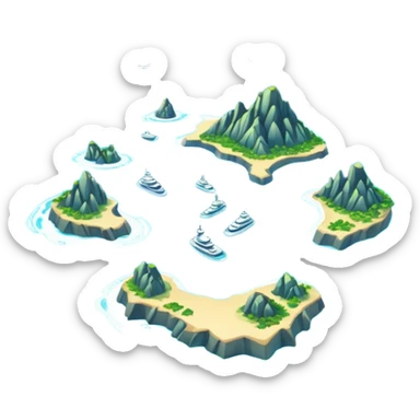 futuristic sea map with islands sticker