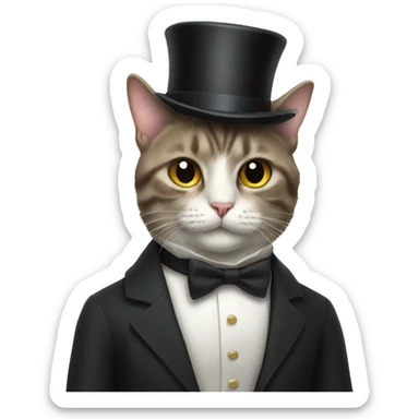 a cat with a top hat and bow tie  sticker