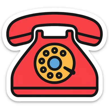 classic rotary telephone icon in color sticker