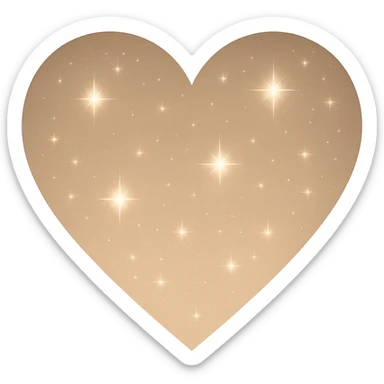 Modify the heart with a night sky gradient to beige night theme with a beige gradient, more stars, and a soft glow. Remove the background entirely  sticker