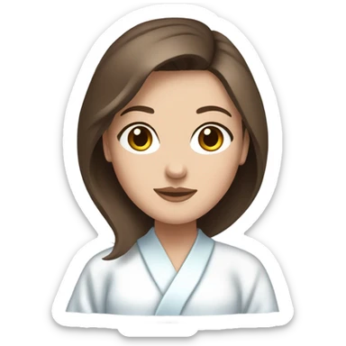 In Robe Spa day white girl brunette blue eyes freackles sticker