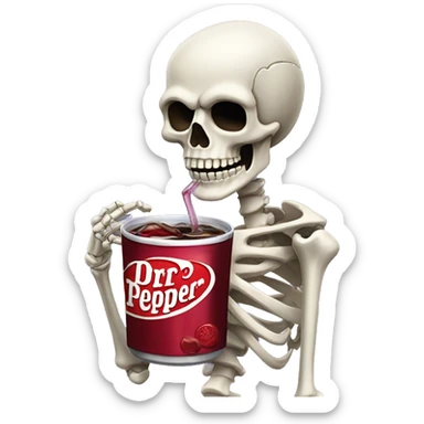 Skeleton drinking Dr Pepper  sticker