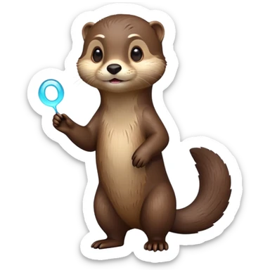 cinematic-noble [otter]-realistic-full-body-standing-emoji,-tail-tucked-close,-head-tilted-dramatically,-sleek-[brown]-fur,-simplified-yet-realistic-focused-features,-highly-detailed,-glowing-with-an-almost-sarcastic-glow  sticker