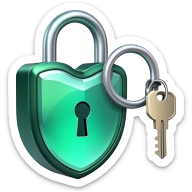 Holographic and glassmorphic dark green lock sticker