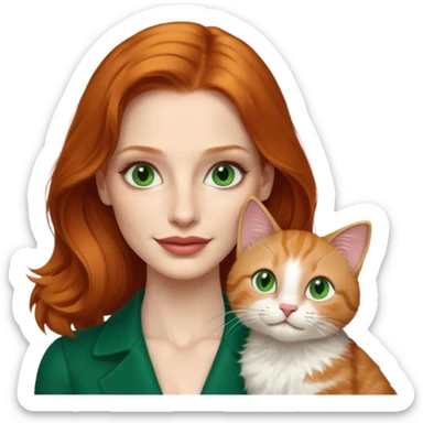 Jessica Chastain, with cute cat sticker