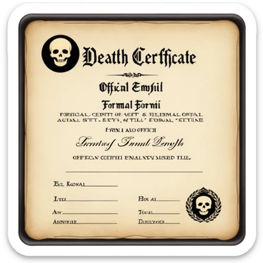 death certificate sticker