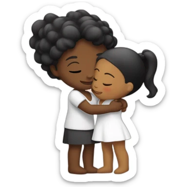 abrazo entre chica negra y blanco calvo sticker