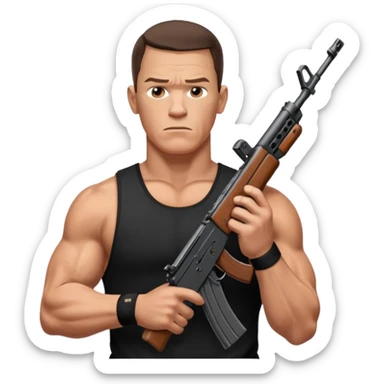 John cena with an ak-47 sticker