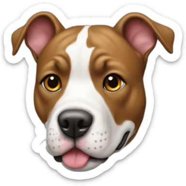 Perro pintbull completamente blanco blanco con mancuerna en la boca sticker