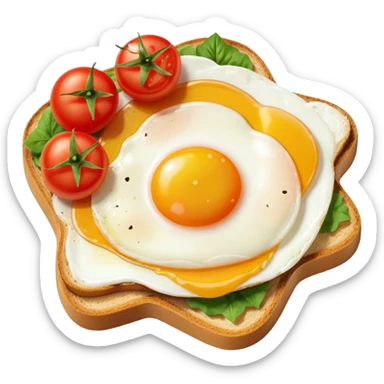 Make toast and egg and cherry tomato on it sticker