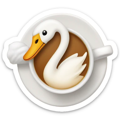 Cup of coffe with a latte art swan  sticker