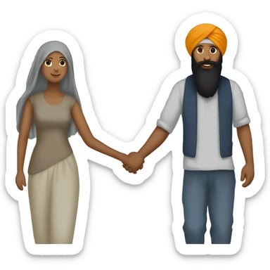 A sikh holding hands with his girlfriend. sticker