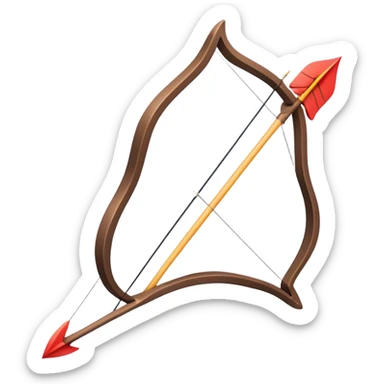 Clash of Clans aesthetic: Cinematic Playful Pixel 3D isometric  Bow & Arrow Emoji, rendered in a 3D vector-style similar to standard emojis with minimal shading and bold, simplified shapes. A compact, distinct form with signature details, softly glowing with a pixelated adventure charm. Simplified yet unmistakably iconic, highly detailed and consistent, glowing with a soft radiance and high shine. Stylized with a touch of classic pixel-art charm and a soft glowing outline, capturing the essence of a beloved gaming relic with a friendly, playful manner! sticker