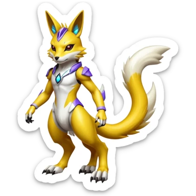  Shiny Colorful Futuristic Detailed Renamon (full body) sticker