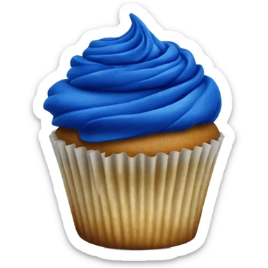 Realistic isolated cobalt blue cupcake. sticker