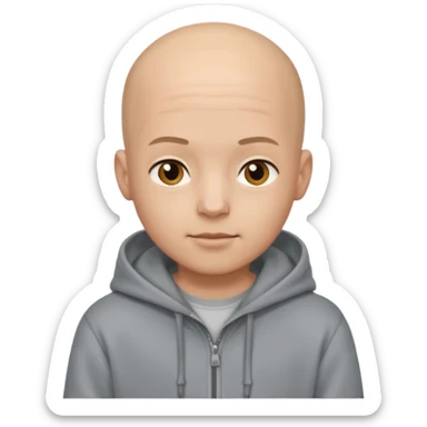 Bald boy in hoody sticker