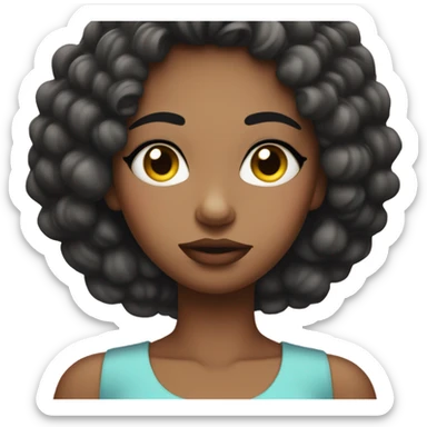 a girl with nails and eyes shut and lips being sassy sticker