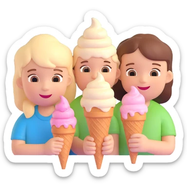 happy children with melting ice cream cones sticker