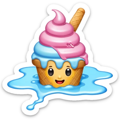 Ice cream fallen on the ground sticker